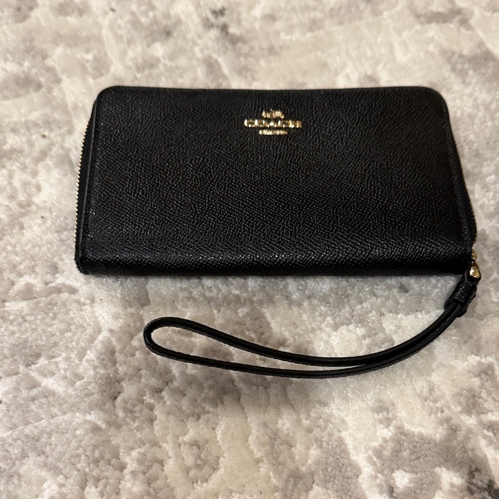 Coach Black Leather Wristlet
